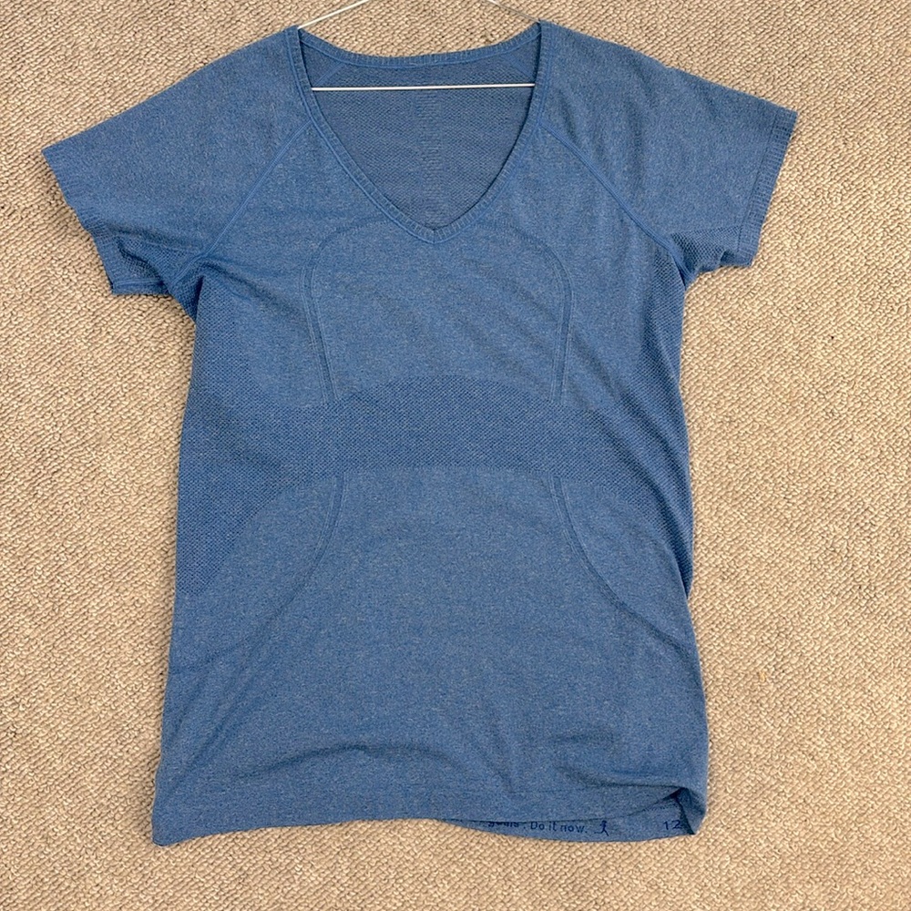 Lululemon athletica Blue V-Neck Jersey Top